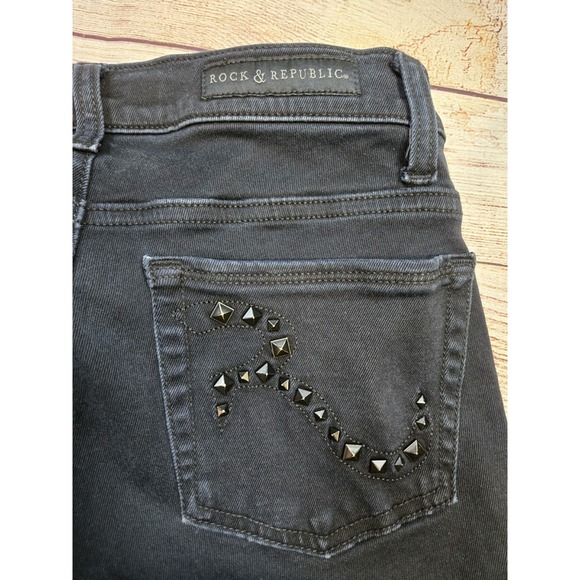Rock & Republic Skinny Fit Jeans Women's Size 6M "Berlin" style Black Studded‎ - Picture 11 of 12
